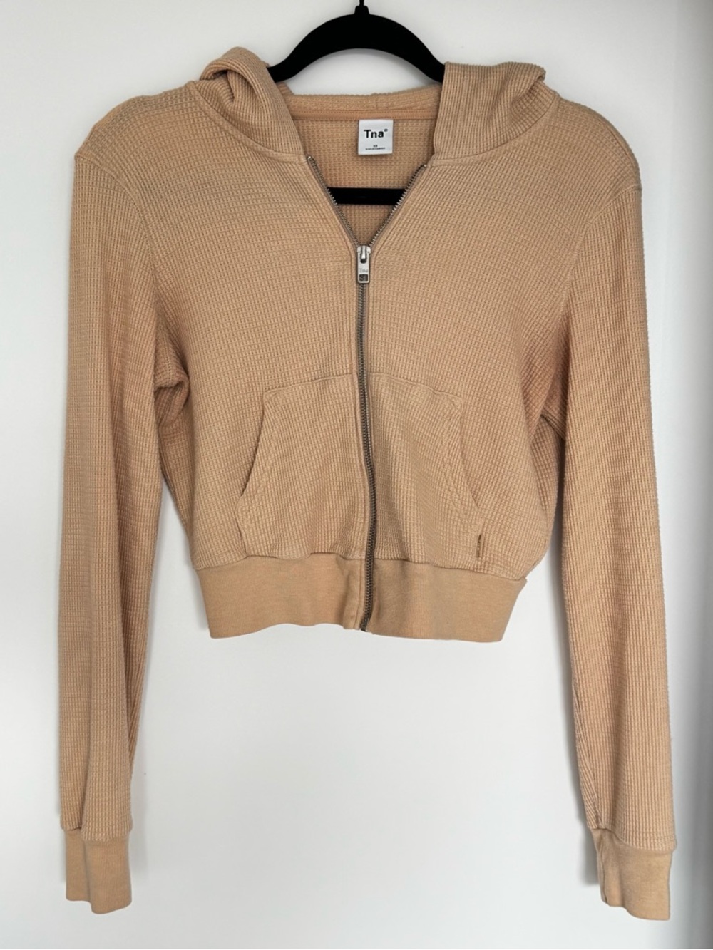 TNA Waffle Cropped Zip Hoodie